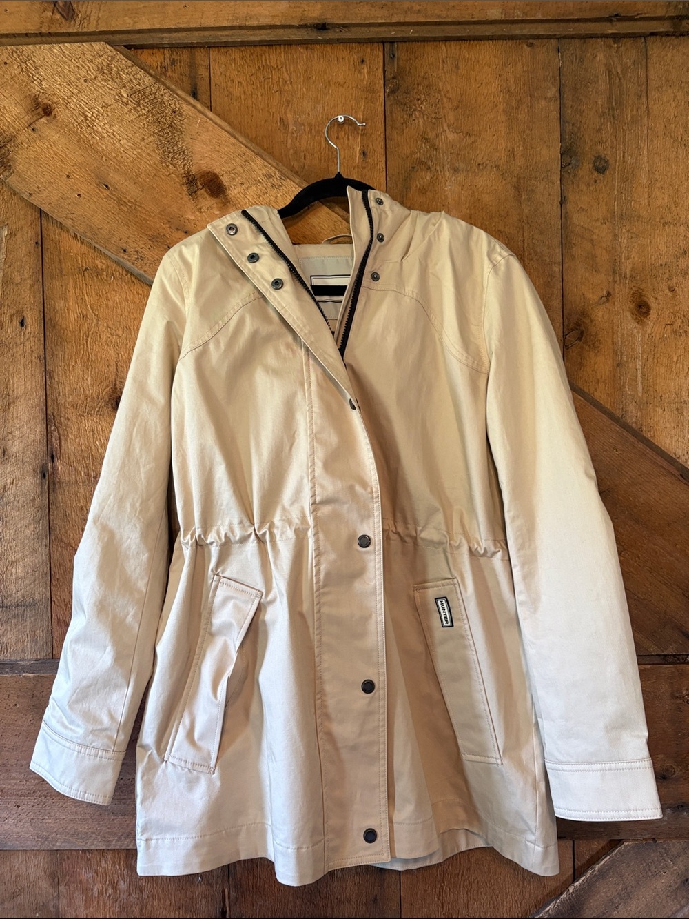Hunter Cream Hooded Trench Coat